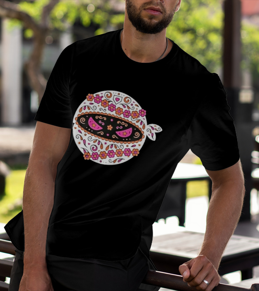 Dia De Los Muertos San Diego Padres Pitching Ninja Baseball Skull Floral T-Shirt