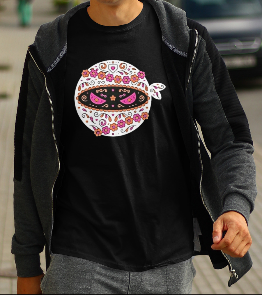 Dia De Los Muertos San Diego Padres Pitching Ninja Baseball Skull Floral T-Shirt