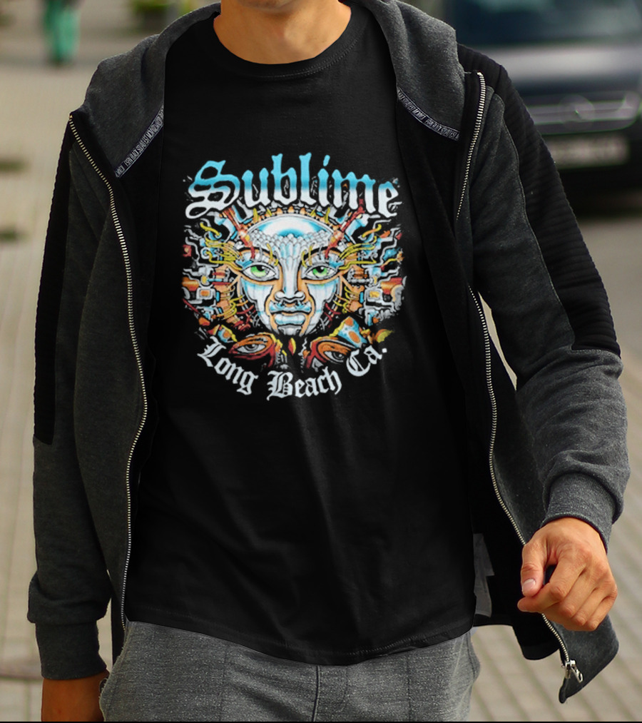 Sublime Long Beach CA Psychedelic Sunburst Face T-Shirt
