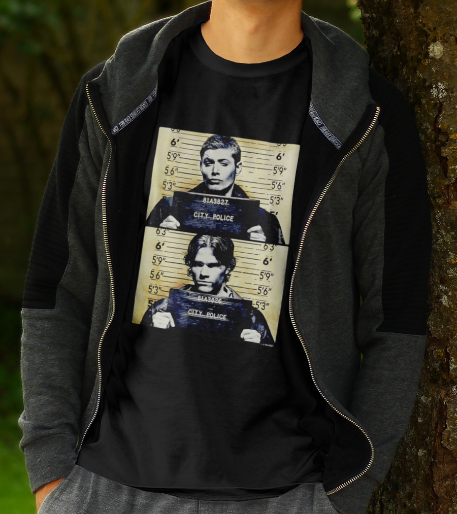 Supernatural Sam And Dean Winchester Shot City Police 81A3827 81A3826 T-Shirt