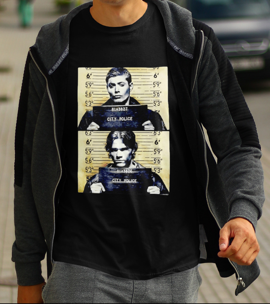 Supernatural Sam And Dean Winchester Shot City Police 81A3827 81A3826 T-Shirt