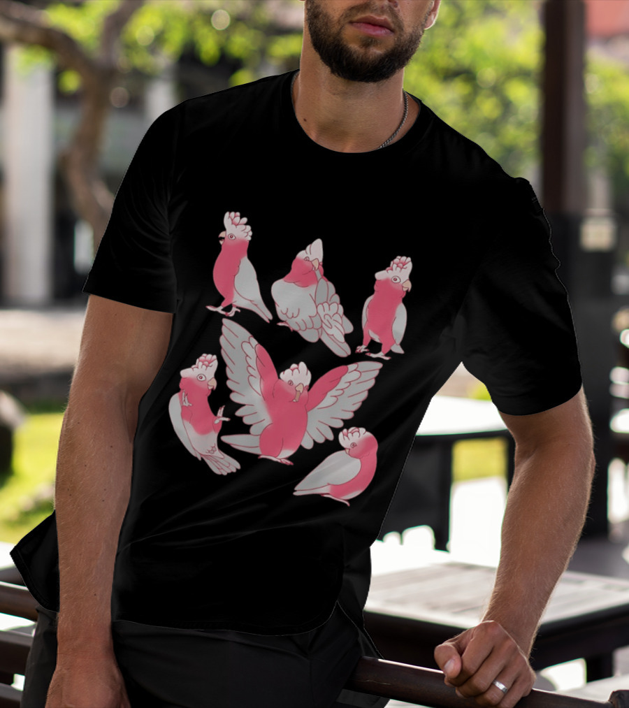 Galah Cockatoo Pink Parrot Birb Cute Cartoon Characters T-Shirt