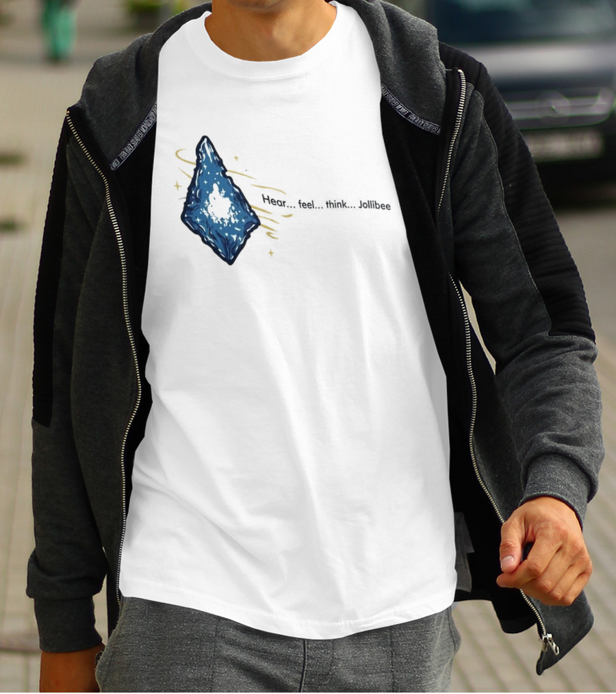 Hear Feel Think Jollibee Blue Crystal Stone T-Shirt