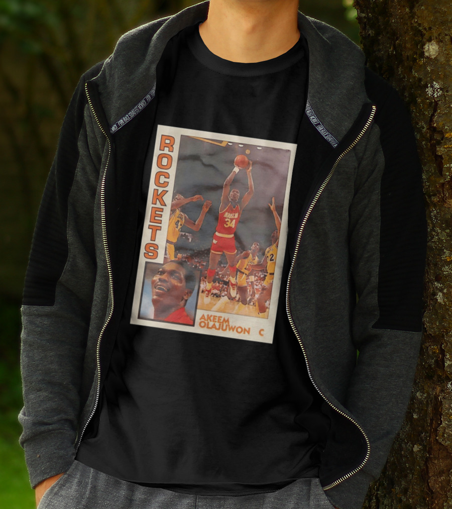 Hakeem Olajuwon Houston Rockets Vintage Basketball Card T-Shirt