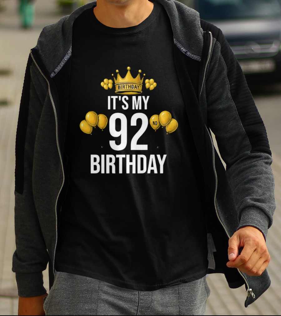 Golden Crown It's My 92nd Birthday Celebration With Paw Prints T-Shirt