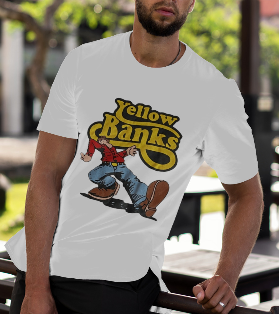 Yellow Banks Retro Cartoon Style Fun T-Shirt