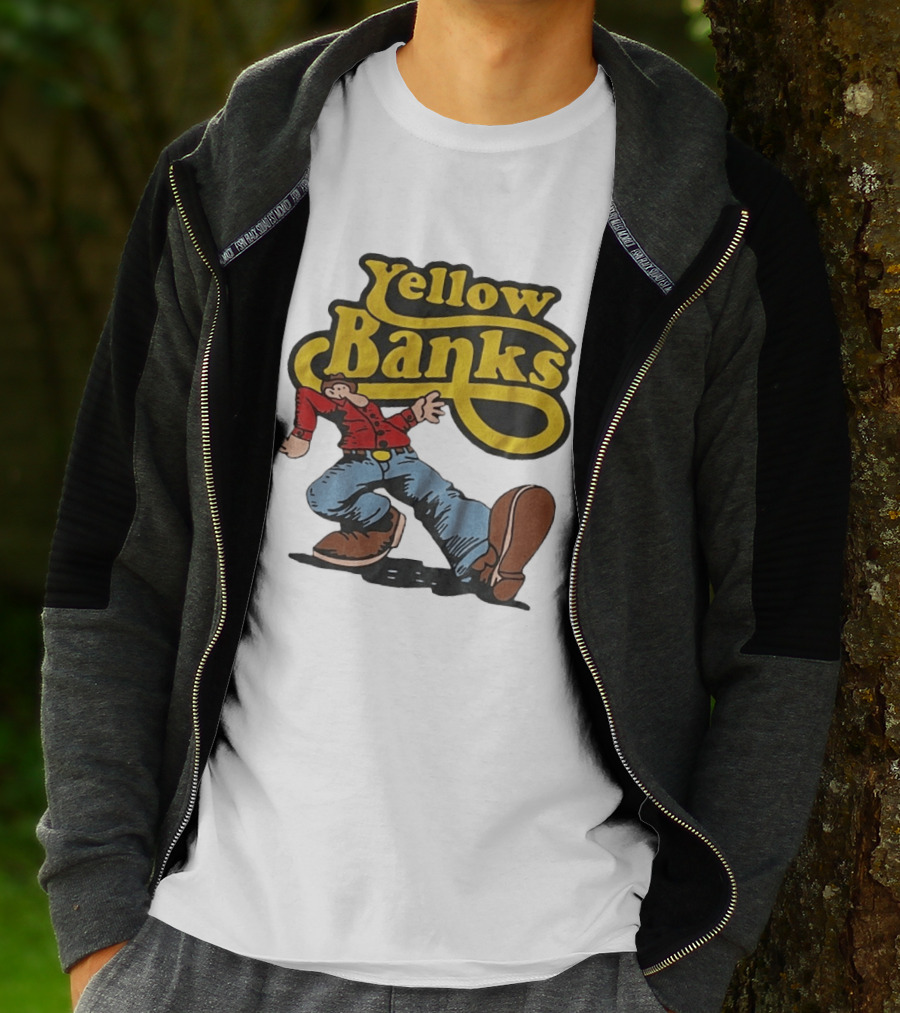 Yellow Banks Retro Cartoon Style Fun T-Shirt