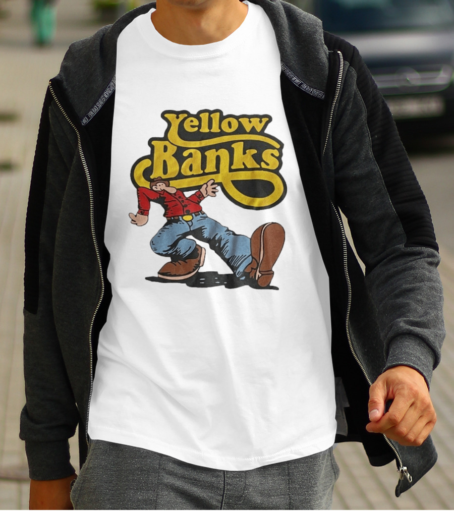Yellow Banks Retro Cartoon Style Fun T-Shirt