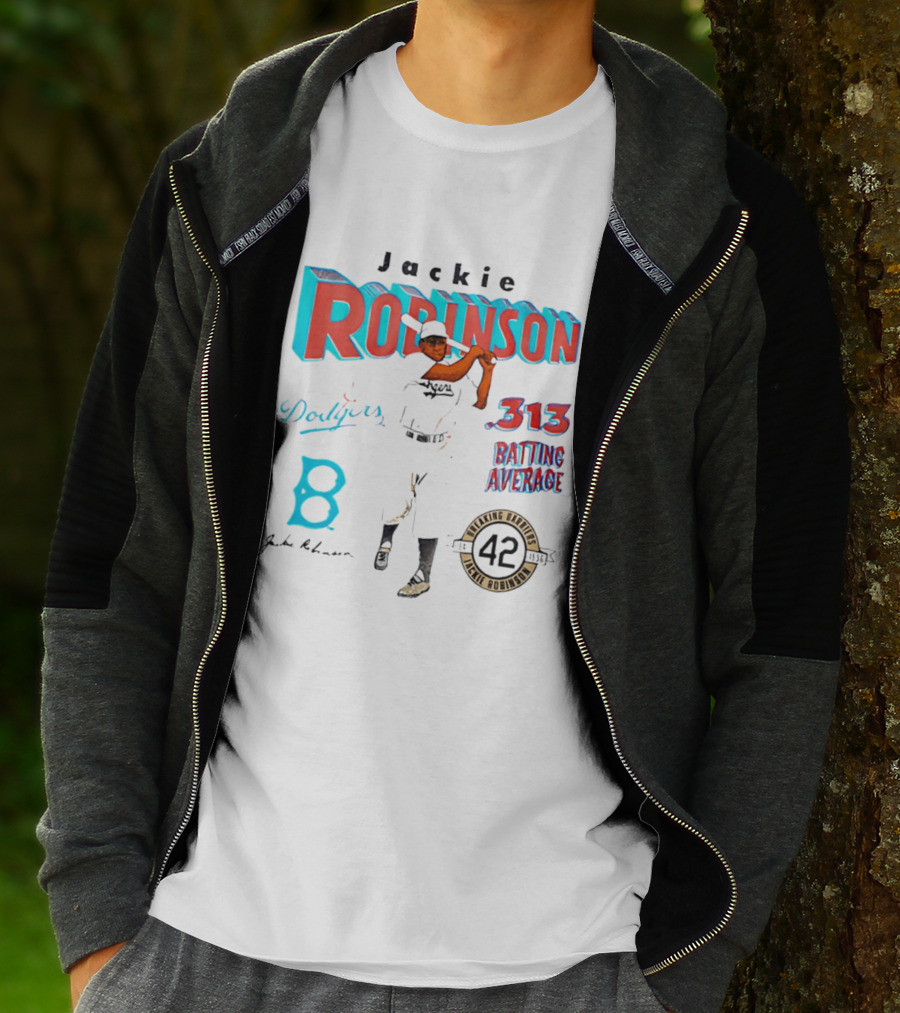 Jackie Robinson Dodgers Breaking Barriers 42 .313 Batting Average T-Shirt