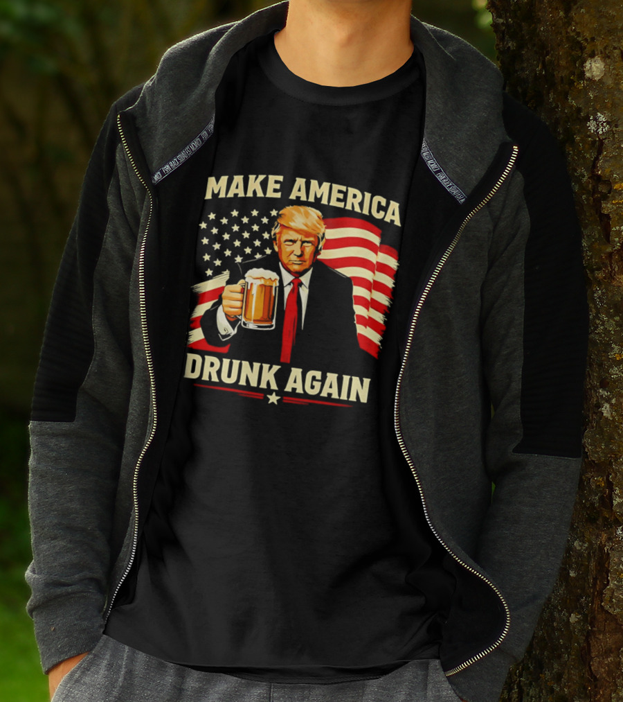 Patriotic Trump Make America Drunk Again Flag Beer T-Shirt