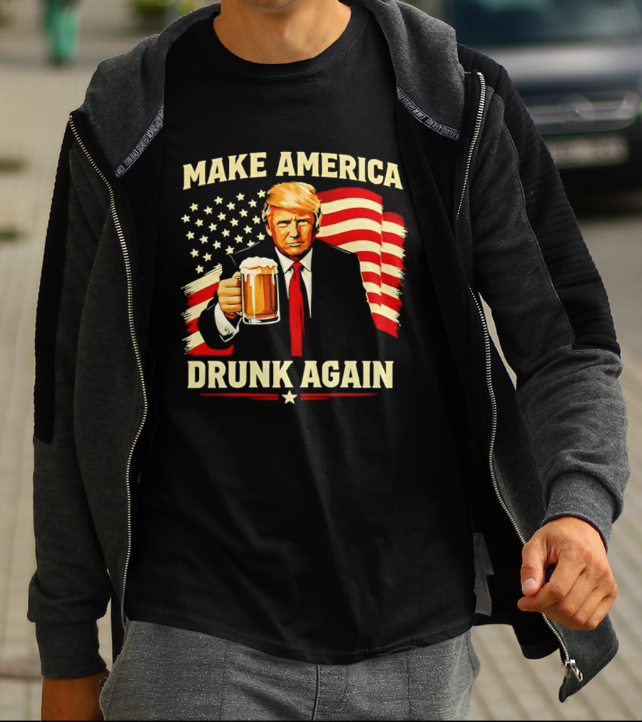 Patriotic Trump Make America Drunk Again Flag Beer T-Shirt