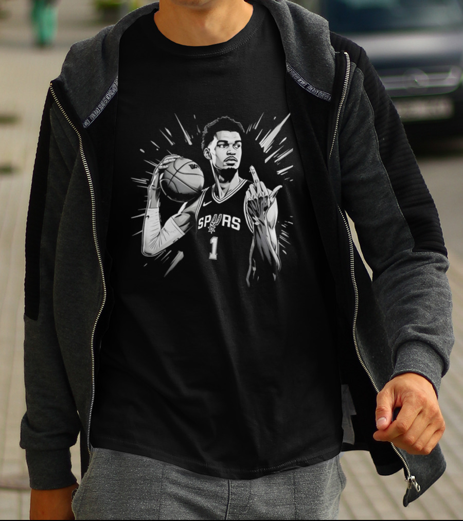 Victor Wembanyama San Antonio Spurs Basketball Middle Finger Bold Hype T-Shirt