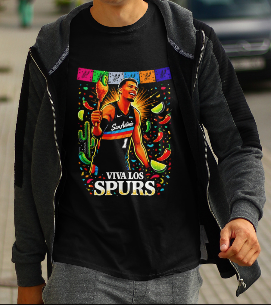 Viva Los Spurs Victor Wembanyama San Antonio Basketball NBA Fiesta Celebration T-Shirt