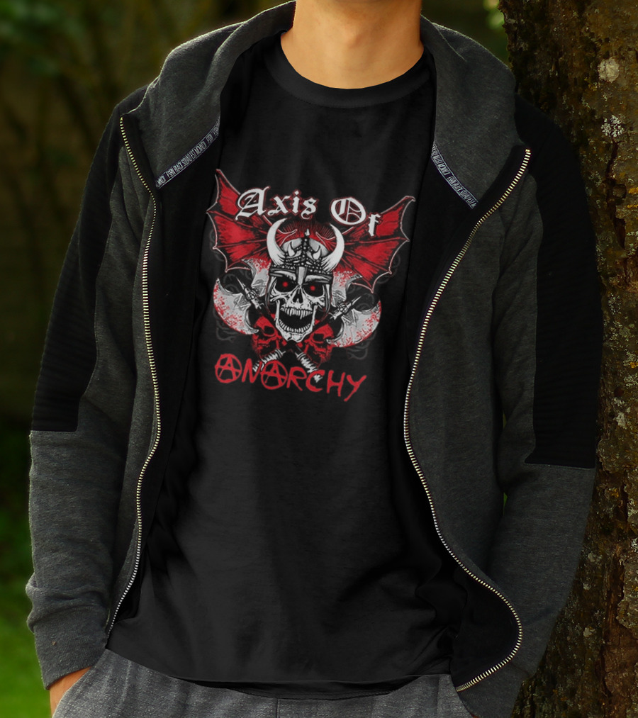 Axis Of Anarchy Skull With Red Wings And Viking Helmet T-Shirt