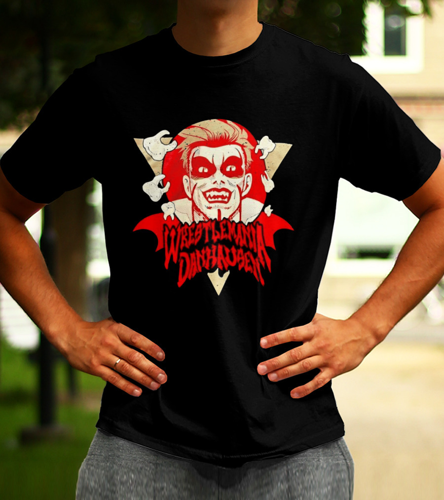 WrestleMania Danhausen WWE Curse Vampire Face Triangle T-Shirt