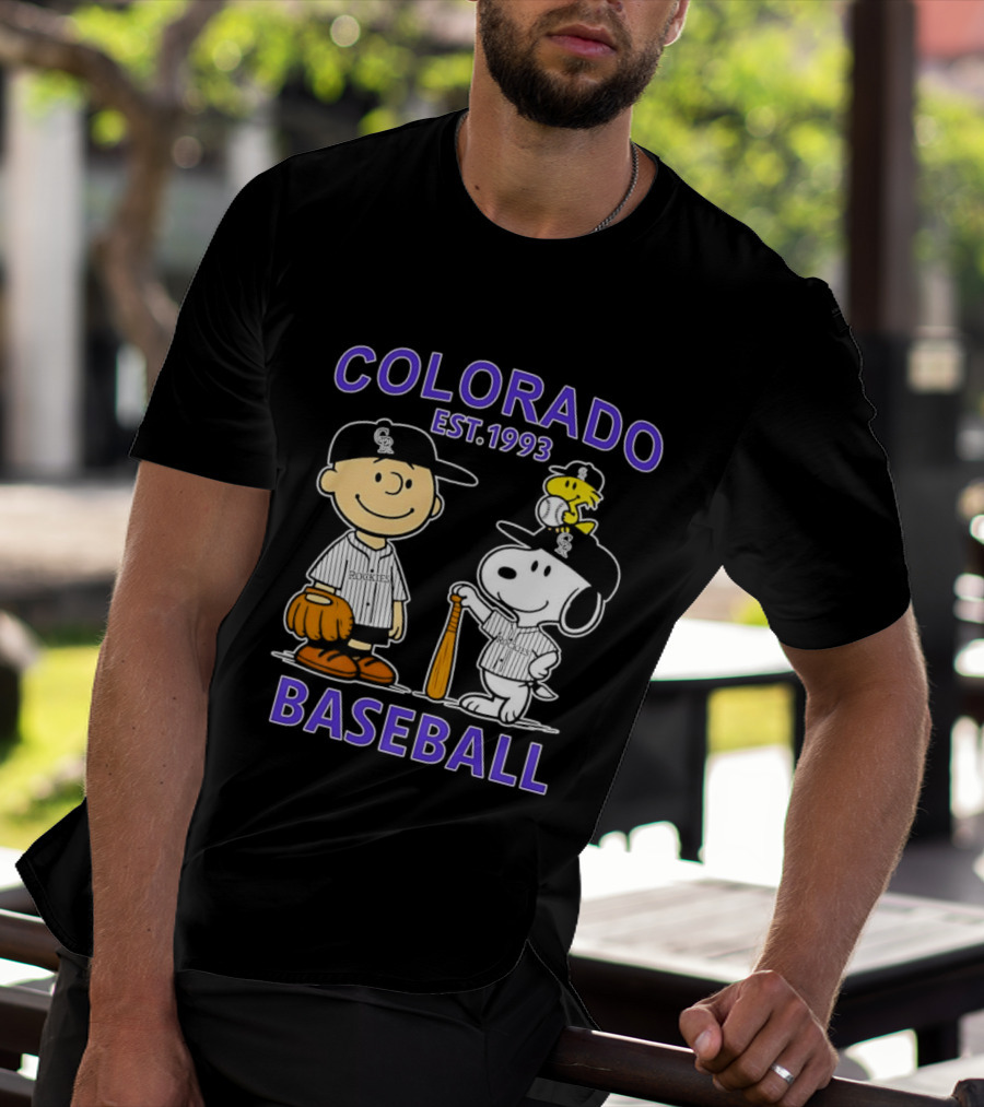 Charlie Brown Snoopy Woodstocks Colorado Baseball EST 1993 T-Shirt