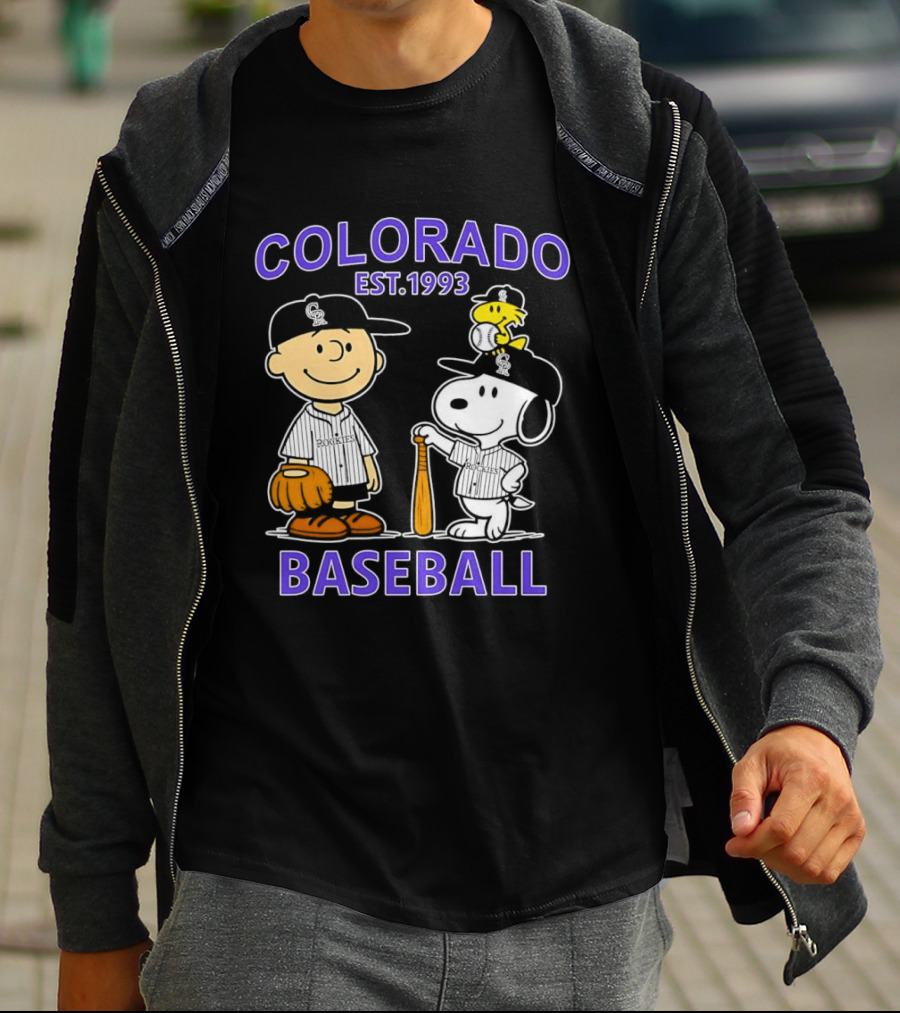 Charlie Brown Snoopy Woodstocks Colorado Baseball EST 1993 T-Shirt