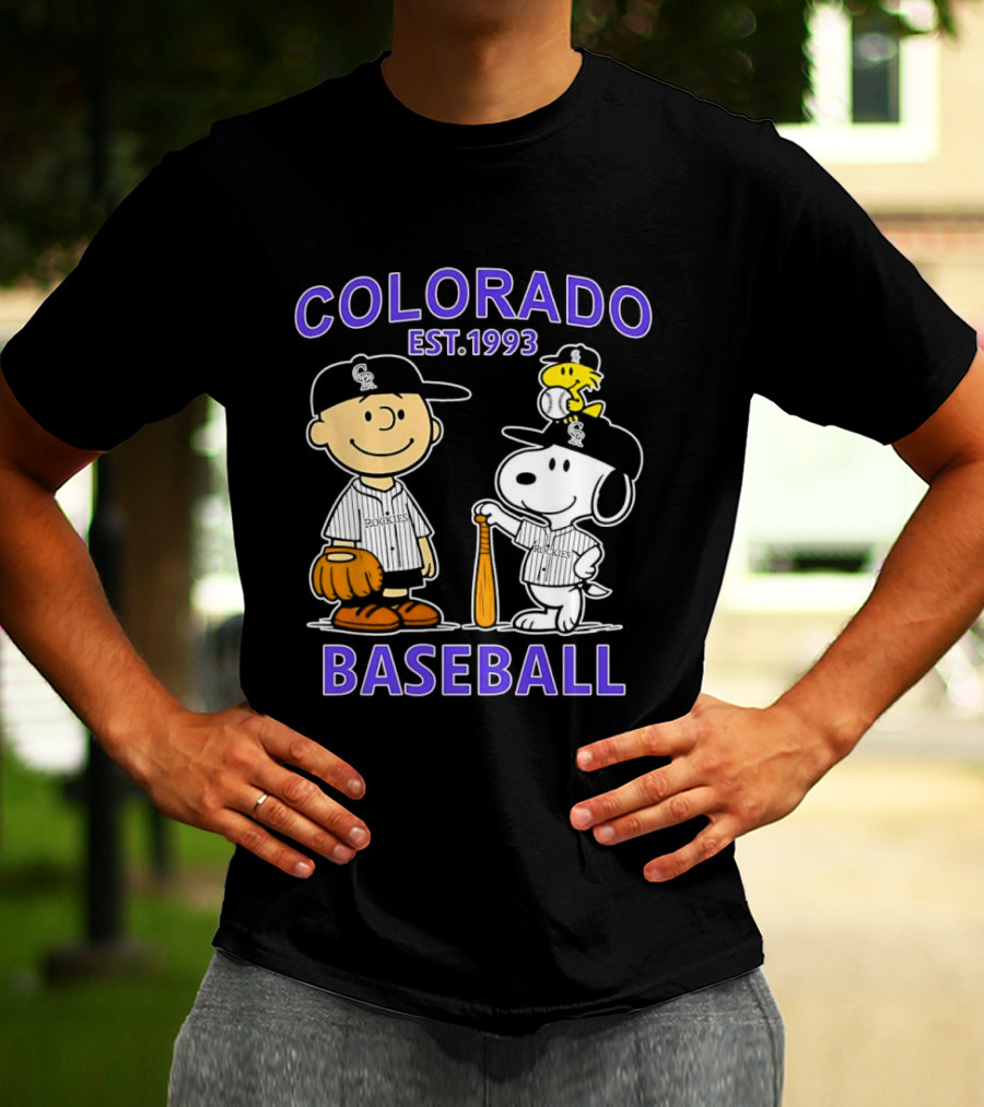 Charlie Brown Snoopy Woodstocks Colorado Baseball EST 1993 T-Shirt