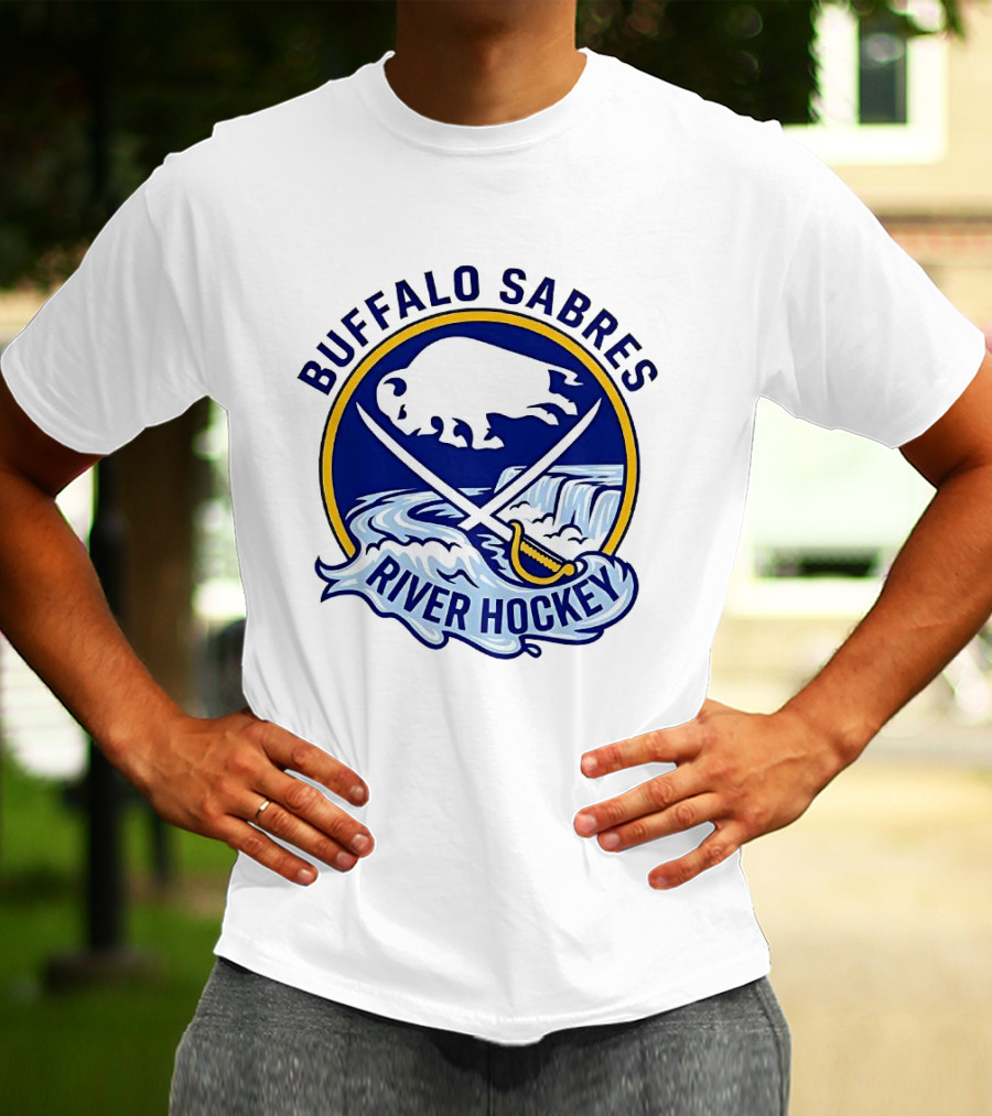Buffalo Sabres River Hockey White Buffalo And Swords T-Shirt
