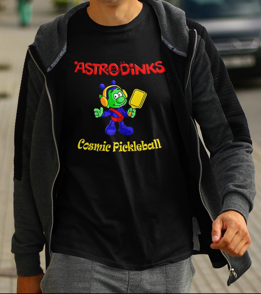 Astrodinks Cosmic Pickleball Alien With Paddle T-Shirt