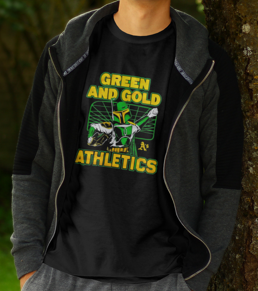 Green And Gold Athletics Dark Side Star Wars Bounty Hunter T-Shirt