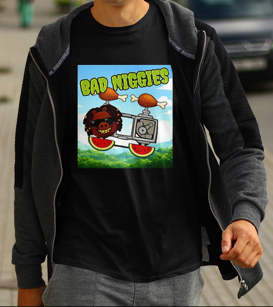 Bad Niggies Angry Birds Parody Flying Pig T-Shirt