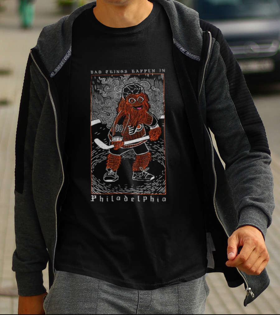 Philadelphia Flyers Gritty Bad Things Happen Hockey T-Shirt