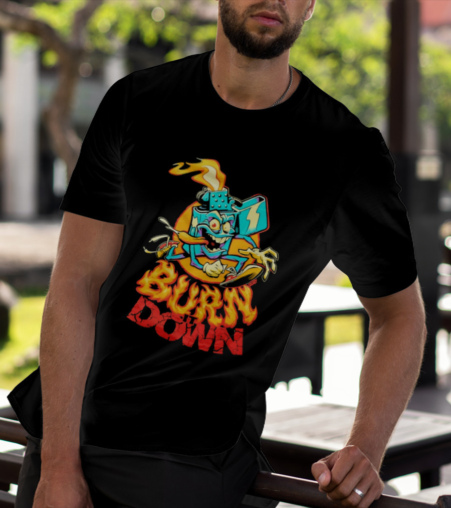 Burn It Down Lighter Mascot With Flames T-Shirt