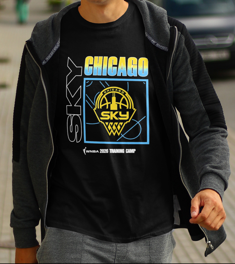 Chicago Sky WNBA 2026 Training Camp Logo With Basketball And Skyline T-Shirt