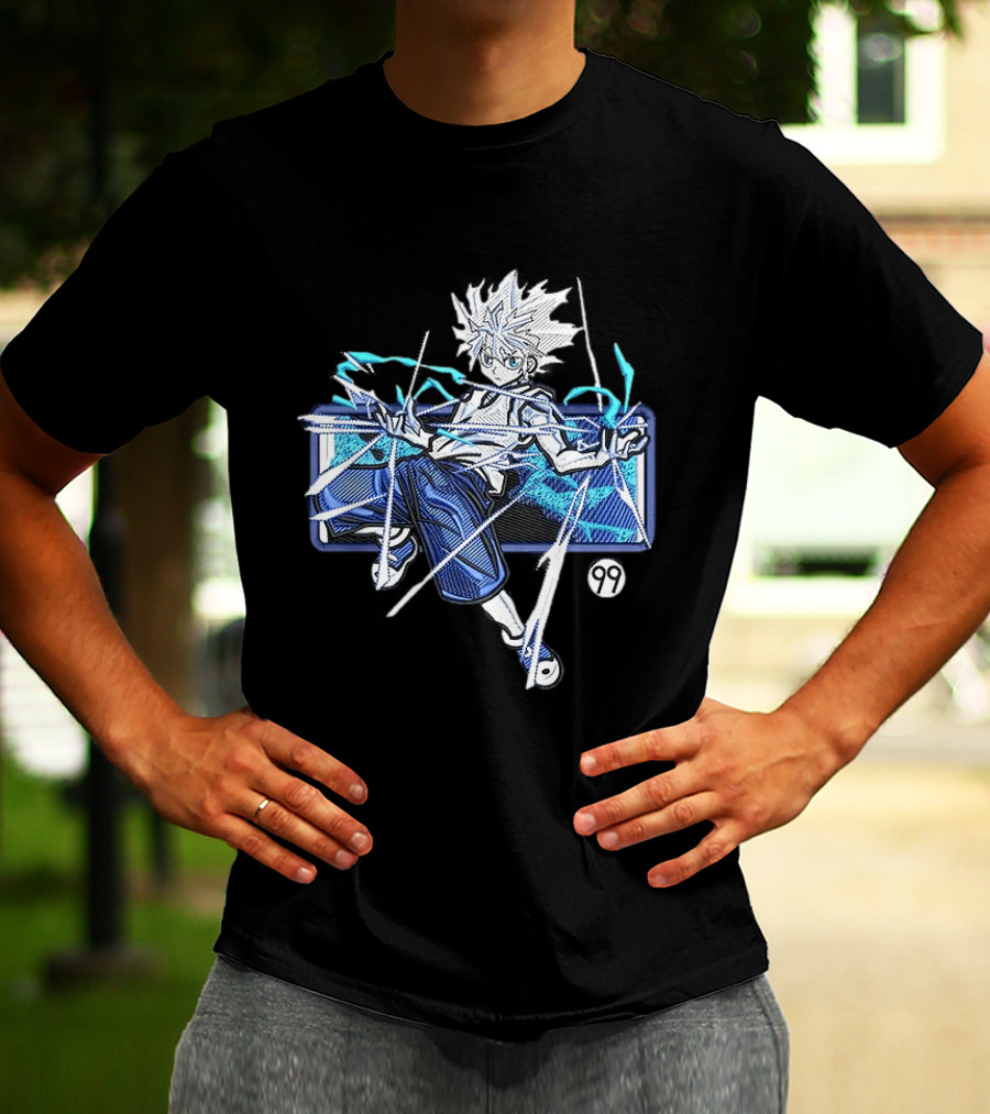 Hunter X Hunter Killua 99 Anime Graphic Manga Style Electric Aura T-Shirt