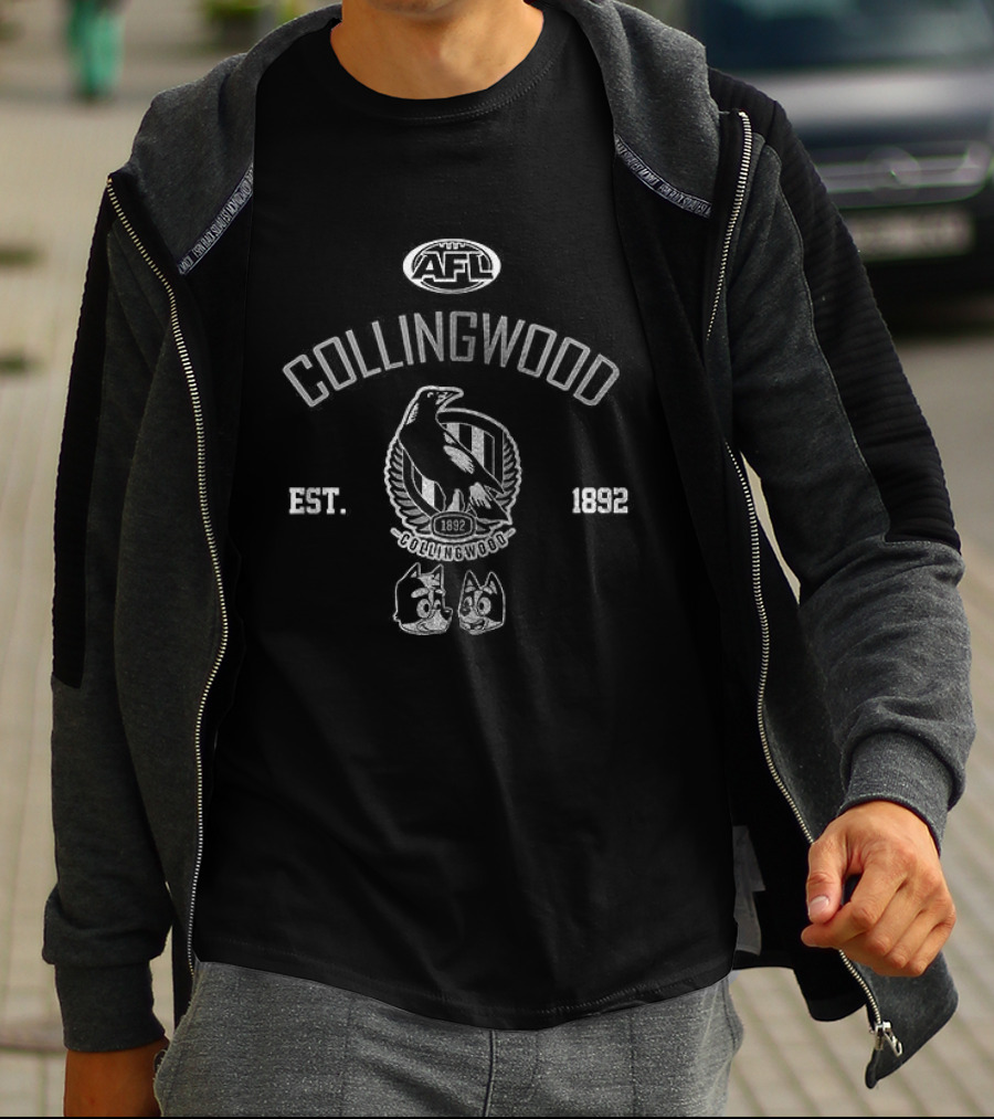 Collingwood Magpies Blue Dog Cartoon AFL Est 1892 T-Shirt