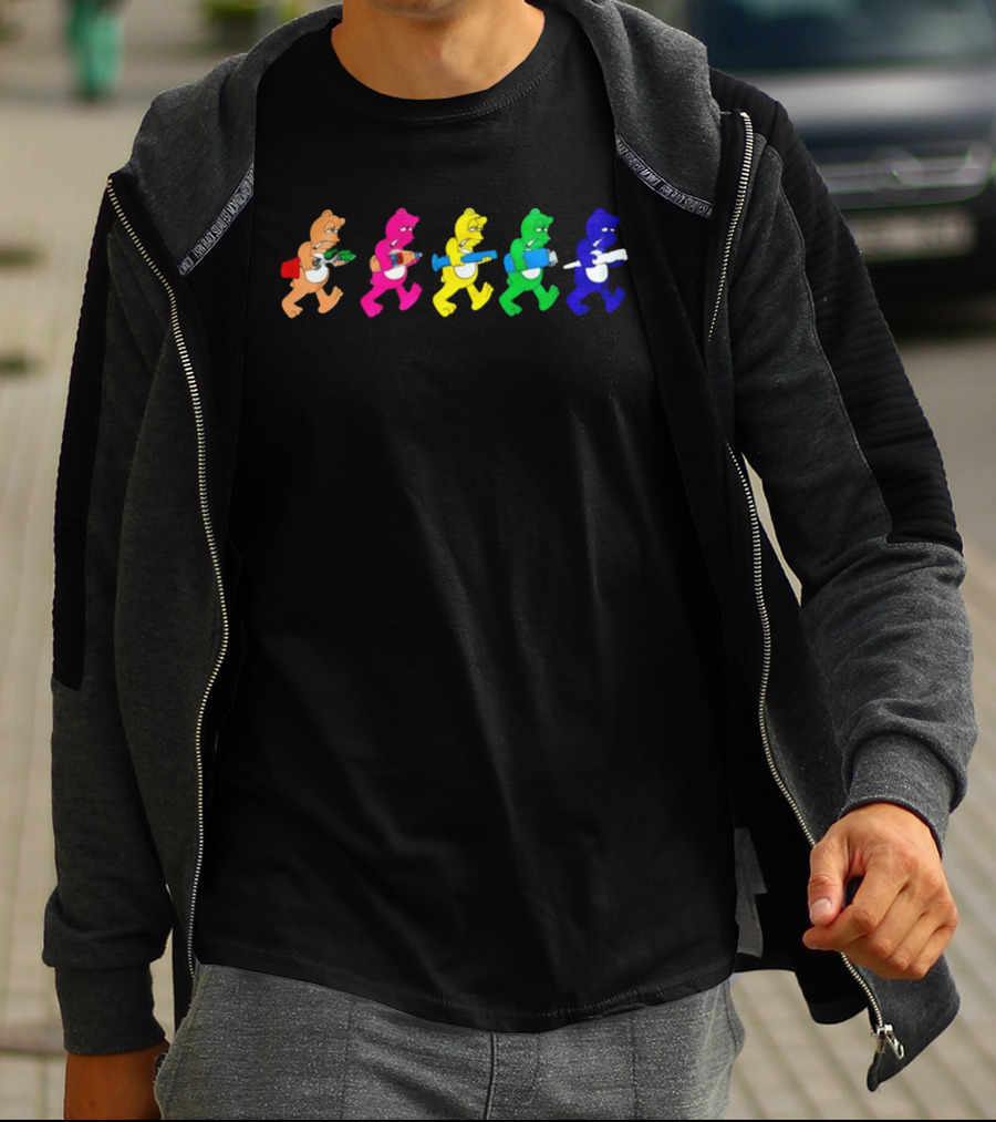 Colorful Cartoon Bears With Vibrant Smoking Accessories T-Shirt