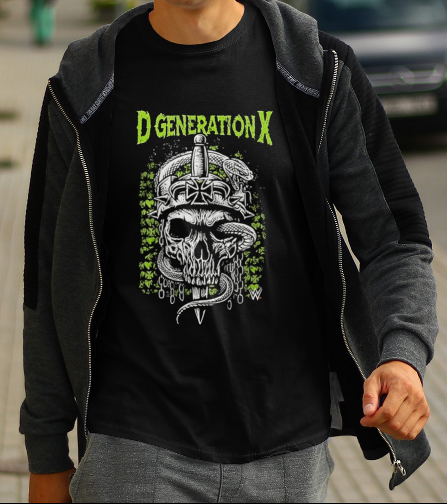 D Generation X WWE Skull Snake Cross Dagger T-Shirt