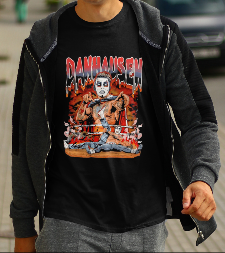 Danhausen Very Nice Very Evil Wrestling Bats Fire Ring Scene T-Shirt