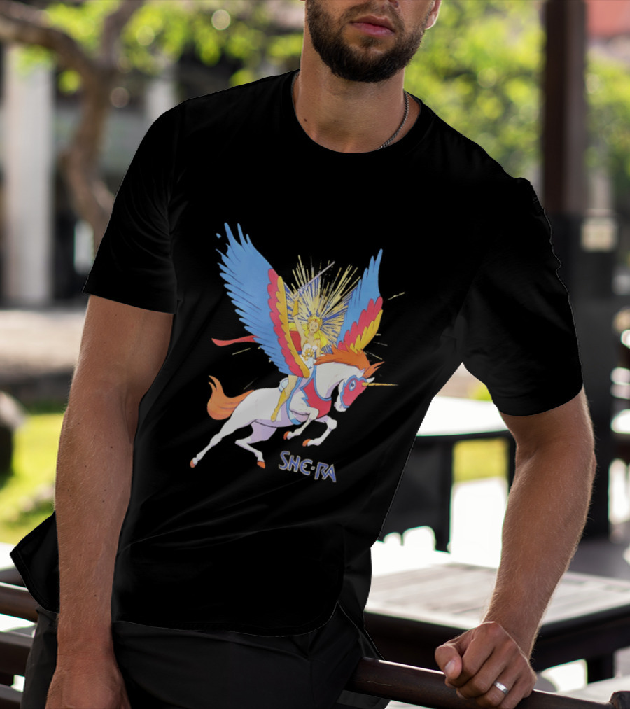 She Ra Riding Swift Wind Pegasus Unicorn Adventure T-Shirt