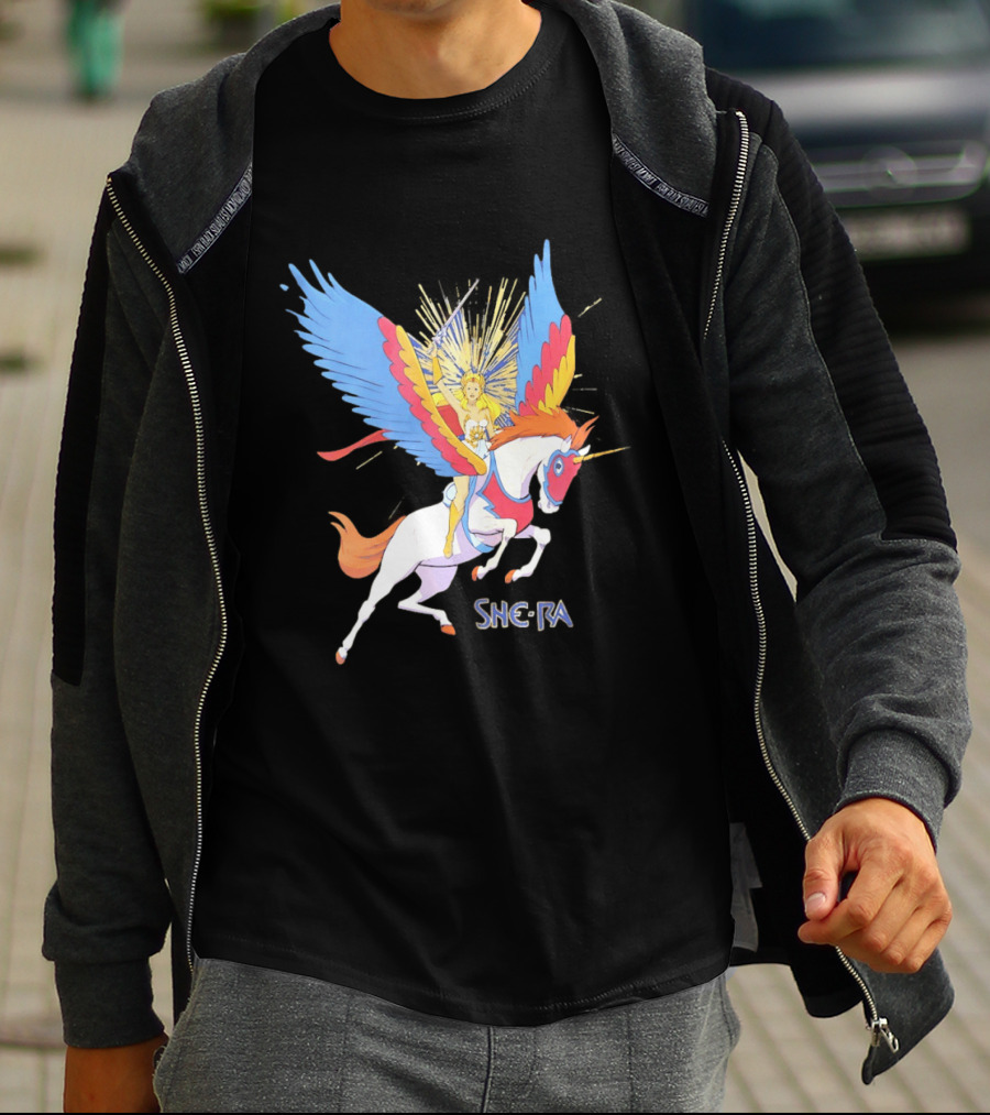 She Ra Riding Swift Wind Pegasus Unicorn Adventure T-Shirt