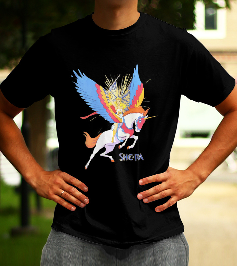 She Ra Riding Swift Wind Pegasus Unicorn Adventure T-Shirt