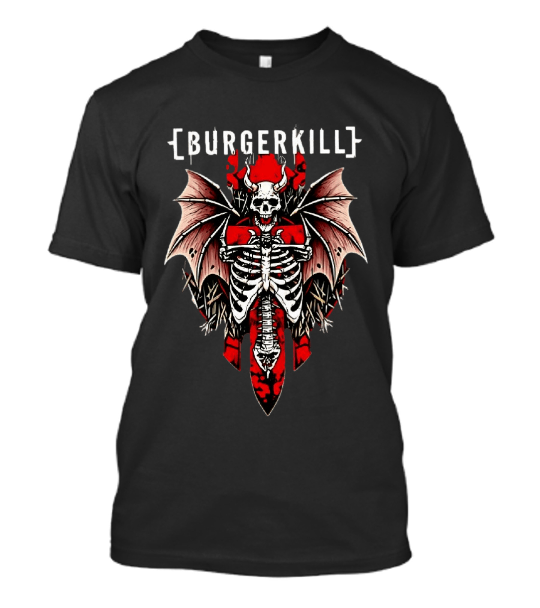 Burgerkill Skeleton Wings Red Demon Bat T-Shirt