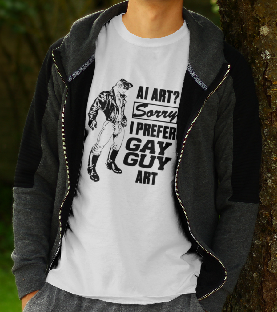 AI Art Sorry I Prefer Gay Guy Art Biker T-Shirt