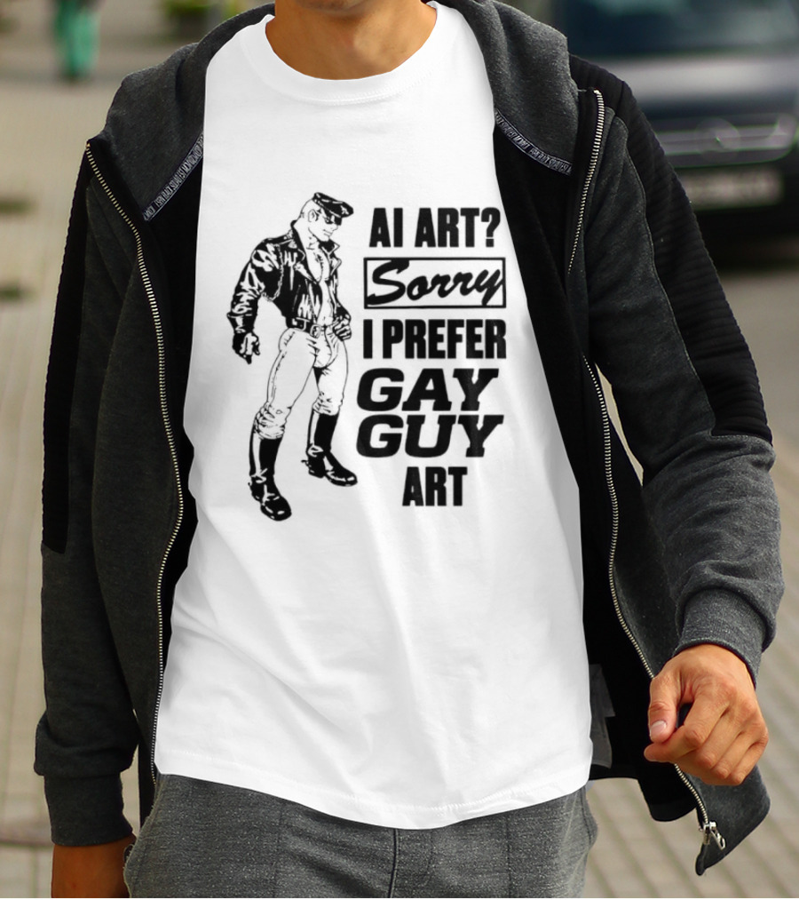 AI Art Sorry I Prefer Gay Guy Art Biker T-Shirt
