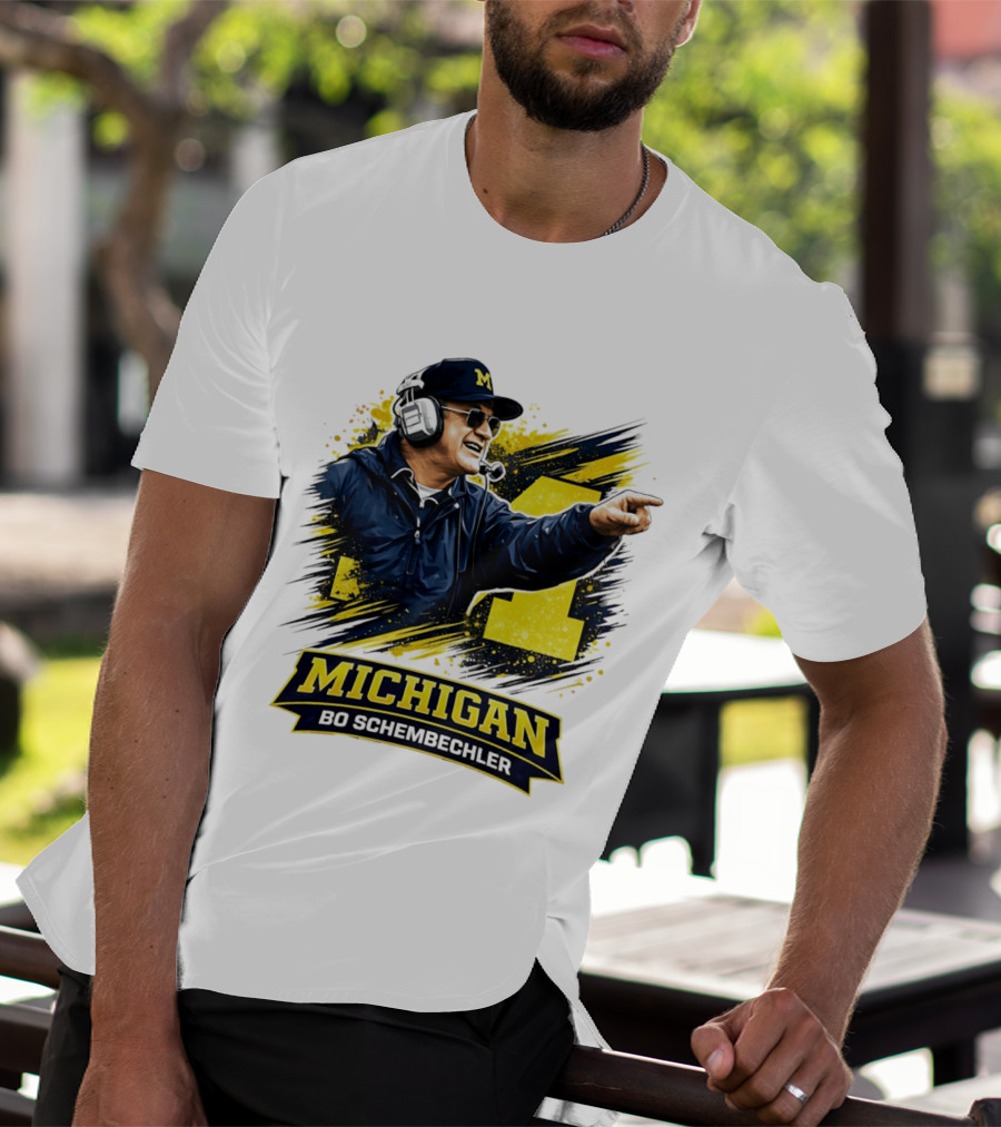 Bo Schembechler Michigan Wolverines Coach Iconic M Football T-Shirt