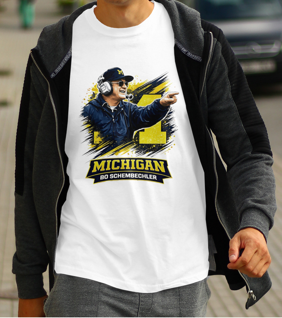 Bo Schembechler Michigan Wolverines Coach Iconic M Football T-Shirt