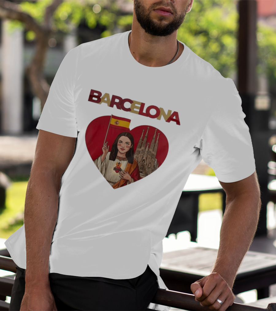 Barcelona Heart Flag Sagrada Familia Olivia Rodrigo Collaboration T-Shirt
