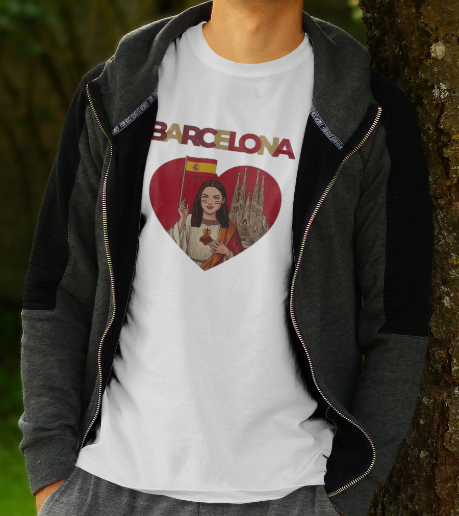 Barcelona Heart Flag Sagrada Familia Olivia Rodrigo Collaboration T-Shirt