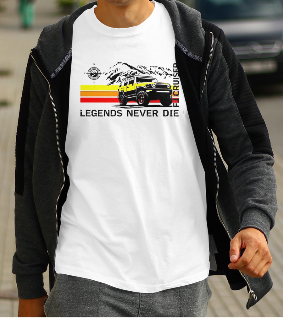 FJ Cruiser Legends Never Die Mountain Compass Sunset Adventure T-Shirt