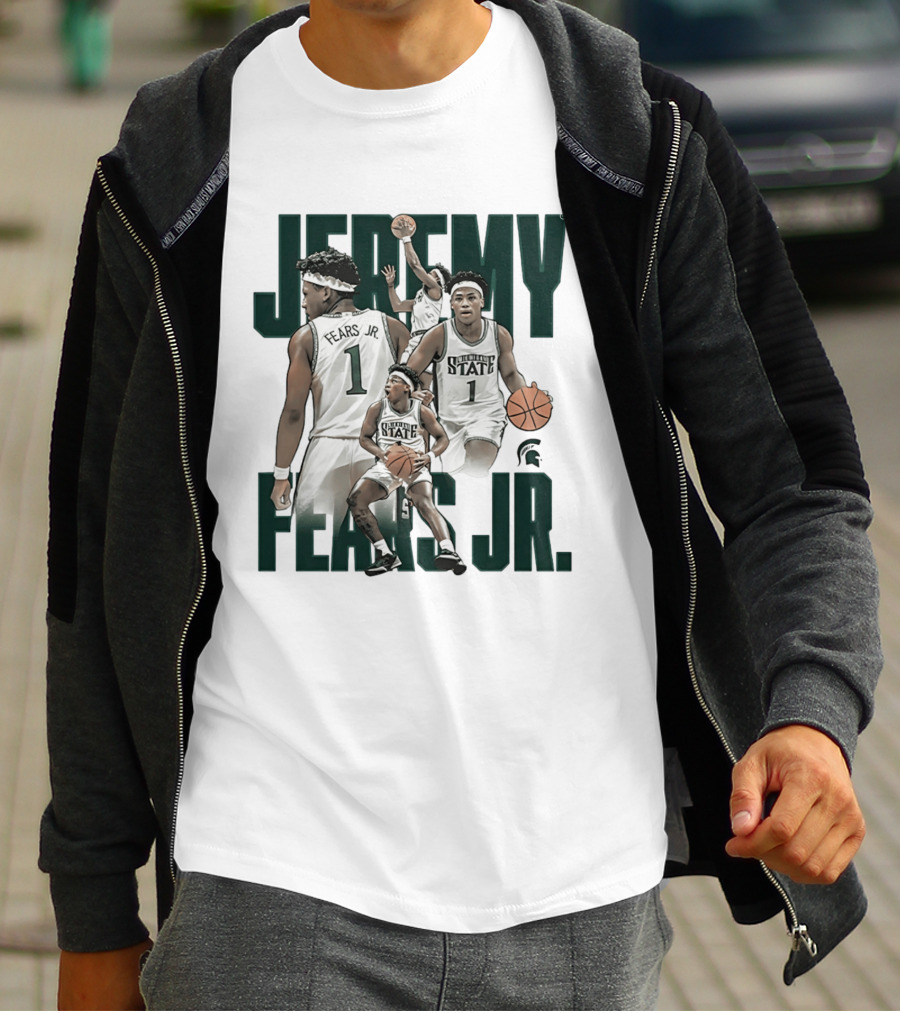 Jeremy Fears Jr Michigan State Spartans Basketball Player Collage T-Shirt