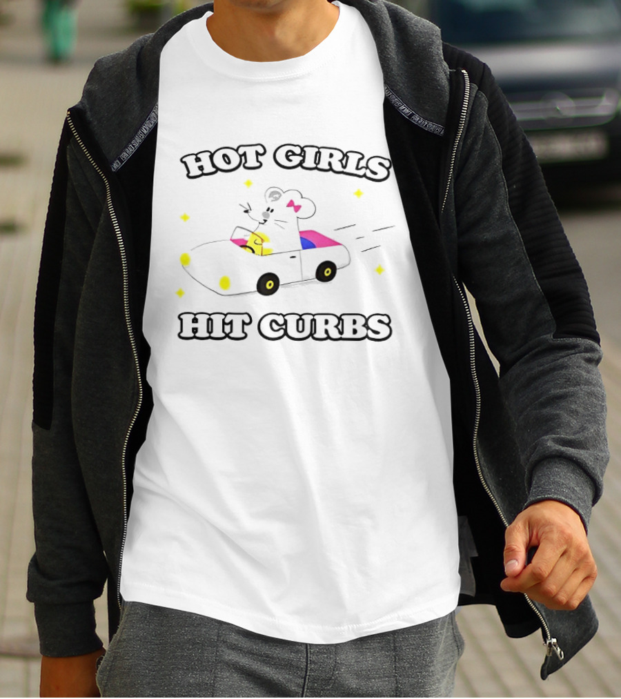 Hot Girls Hit Curbs Rat In Car With Pink Details T-Shirt