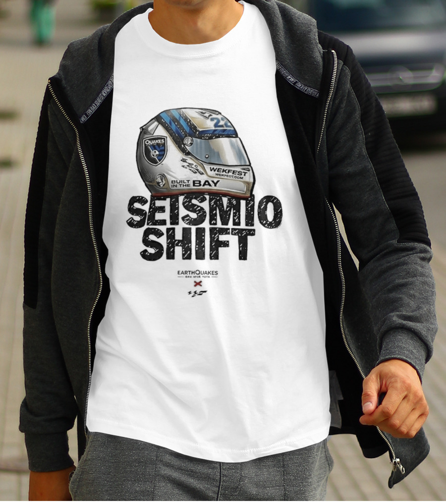 Seismic Shift San Jose Earthquakes Wekfest Helmet Built In The Bay T-Shirt