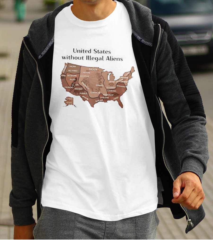 United States Map Featuring Native Tribes And Nations T-Shirt