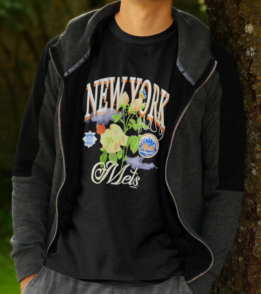 New York Mets Floral Baseball Mets T-Shirt